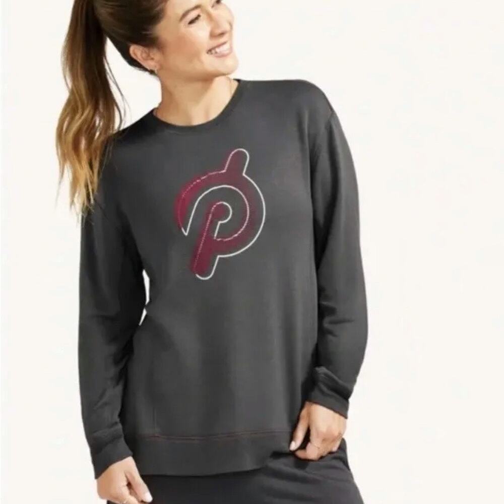 Peleton Gray Weekender Side Slit Pullover Sweater… - image 1